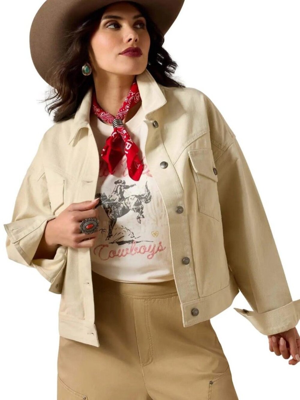 Ariat Women's Solar Cotton Twill Button Jacket Summer Sand 10071115
